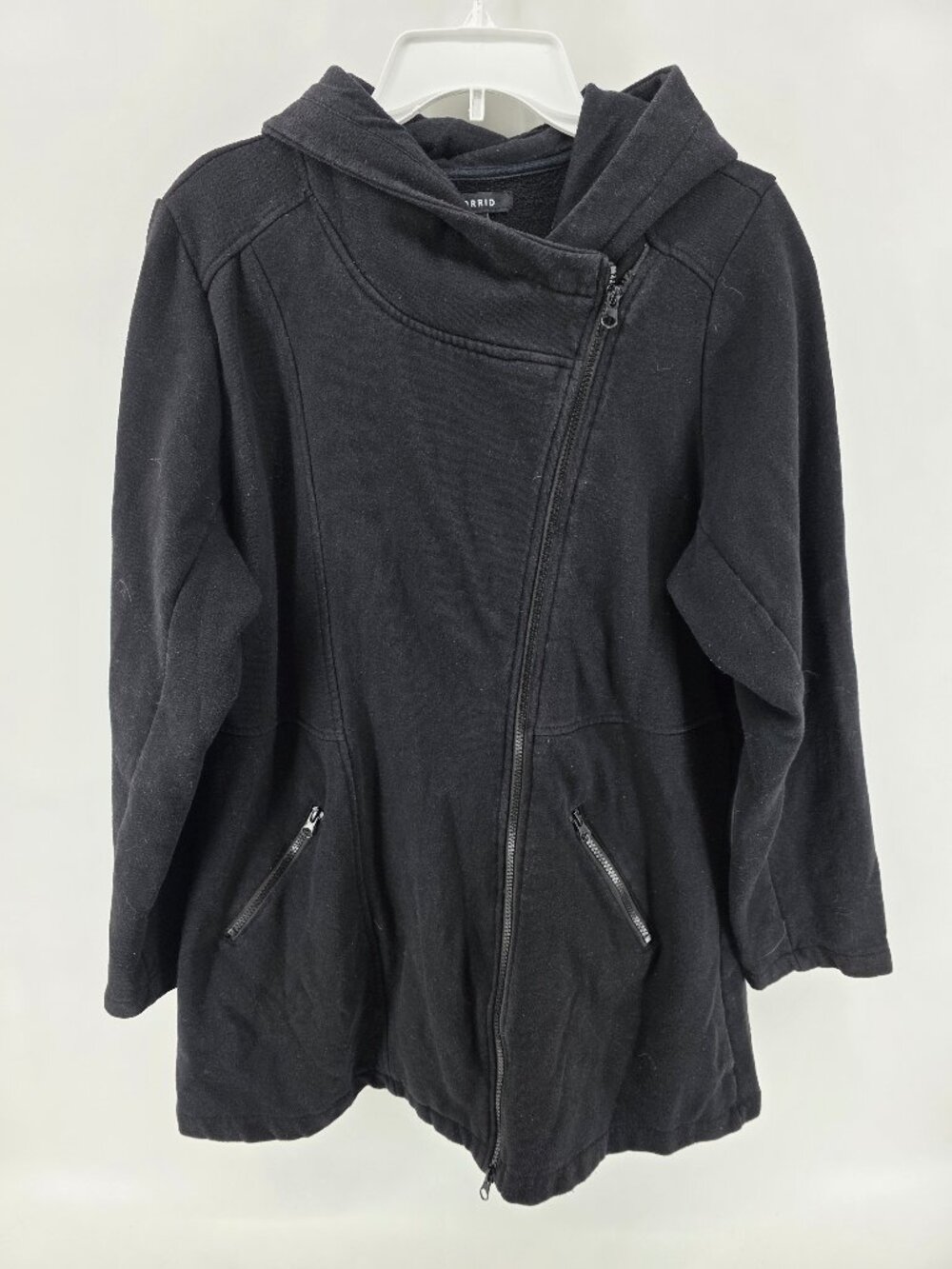 Torrid Black Fleece Asymmetrical Zip Hoodie‎ Coat – Size 1X